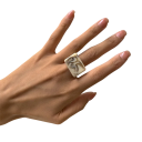 Stylový dámský prstýnek šířka 1,8 cm Čtvercový tvar Široké okraje Elegantní moderní prsten Módní výrazný doplněk 6