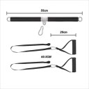 Styrkestang med håndtag til kabel 55 cm + 2x forlængningsremme 60,5 cm, lat pulldown tilbehør med skumgreb til styrketræning 3