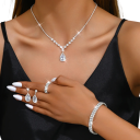 Sublime ensemble de bijoux Collier 41,5+13,5 cm Bracelet Boucles d'oreilles Bague Design en goutte Bijoux de soirée et de mariage pour femmes 2