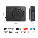 SucceBuy nízkoprofilový subwoofer do auta 150 W pod sedadlo 8 palců se zesilovačem 32,2 x 23,5 x 8 cm hliníkový černý 12 V YL-803C 2