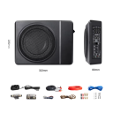 SucceBuy podsedadlový subwoofer do auta 120 W aktivní nízkoprofilový 8 palců se zesilovačem 32,2 x 23,5 x 8 cm hliníkový černý 12 V YL-802C 2