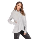 Sudadera asimétrica para mujer con capucha y dobladillo cruzado Longitud extendida sobre las caderas Bolsillo y mangas largas 7