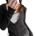 Sudadera con cremallera para mujer con capucha y bolsillos Sudadera de color sólido de poliéster suave Prenda cómoda para el tiempo libre 3