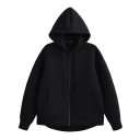 Sudadera con cremallera para mujer con capucha y bolsillos Sudadera de un solo color de poliéster suave Prenda cómoda para el tiempo 2