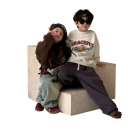 Sudadera de forro polar coreana de invierno con estampado de letras Algodón y poliéster Suéter acolchado holgado para niños y niñas Top cálido de un solo color en varios colores 7