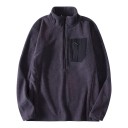 Sudadera de forro polar para hombre con media cremallera y cuello alto con bolsillo en el pecho con cremallera y patrón estructurado 6