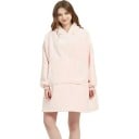 Sudadera de invierno para mujer con capucha Manta de franela extragrande y cálida con mangas largas y bolsillos Parte superior suave 12