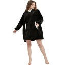 Sudadera de invierno para mujer con capucha Manta térmica extragrande con mangas largas de franela y bolsillos Prenda cómoda de ocio de suave poliéster 24