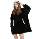 Sudadera de invierno para mujer con capucha Manta térmica extragrande con mangas largas de franela y bolsillos Prenda cómoda de ocio de suave poliéster 25