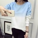 Sudadera de mujer bicolor sin capucha Transición suave de color a blanco Cuello redondo con ribete de canalé Mangas largas Algodón y poliéster 12
