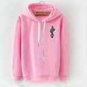 Sudadera de mujer con capucha y pequeño motivo colorido en el pecho Manga larga Cuerdas anchas en la capucha Puños y dobladillo 6