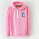 Sudadera de mujer con capucha y pequeño motivo colorido en el pecho Manga larga Cuerdas anchas en la capucha Puños y dobladillo 7
