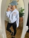 Sudadera de mujer con cremallera en el cuello y cuello alto Gris claro Corte holgado Texto en tono cobre en el pecho Manga larga Poliéster 3