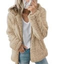 Sudadera de mujer peluda con capucha Superficie de borreguito rizado Corte holgado por encima de las caderas Mangas largas Poliéster 8