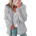 Sudadera de mujer peluda con capucha Superficie de borreguito rizado Corte holgado por encima de las caderas Mangas largas Poliéster 1