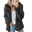 Sudadera de mujer peluda con capucha Superficie de borreguito rizado Corte holgado por encima de las caderas Mangas largas Poliéster 2