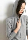 Sudadera de punto para mujer con capucha y cordón ajustable Mangas raglán largas Puños y dobladillo de canalé Poliéster 1