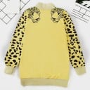 Sudadera larga para mujer con patrón de leopardo en las mangas Estampado de la cabeza de un leopardo en los hombros Cuello alto Puños 9