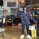 Sudadera oversize de mujer con capucha Impresión a todo color de dinosaurios y burbujas de cómic Bolsillo canguro Cuerdas ajustables 7