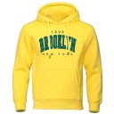 Sudadera para hombre con capucha y bolsillos Sudadera deportiva de un solo color con un suave logo de Brooklyn en el pecho Material de poliéster cómodo 7
