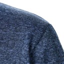 Suéter de hombre con manga larga y cuello Suéter elegante de un solo color con botones en el cuello Parche marrón en los codos 40