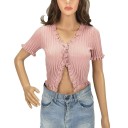 Suéter de malha feminino com volantes 8