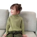 Suéter de menina tricotado com gola alta Manga longa Liso Quente suéter para bebés Viscose Algodão Várias cores Suéter infantil 4