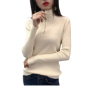 Suéter de mujer con cuello alto y media cremallera Suéter elegante de un solo color de acrílico y algodón con mangas largas Top cómodo 9