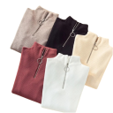 Suéter de mujer con cuello alto y media cremallera Suéter elegante de un solo color de acrílico y algodón con mangas largas Top cómodo de invierno en varios colores 5 Suéter de mujer con cuello alto y media cremallera Suéter elegante de un solo color de acrílico y algodón con mangas largas Top cómodo de invierno en varios colores 5