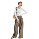 Suéter de mujer con mangas largas y escote en V Top elegante de un solo color de algodón y poliéster Suéter cómodo y versátil para el uso diario 2 Suéter de mujer con mangas largas y escote en V Top elegante de un solo color de algodón y poliéster Suéter cómodo y versátil para el uso diario 2