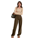 Suéter de mujer con mangas largas y escote en V Top elegante de un solo color de algodón y poliéster Suéter cómodo y versátil para el uso diario 11 Suéter de mujer con mangas largas y escote en V Top elegante de un solo color de algodón y poliéster Suéter cómodo y versátil para el uso diario 11