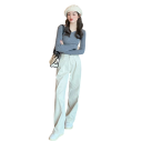 Suéter de mujer con mangas largas y escote en V Top elegante de un solo color de algodón y poliéster Suéter cómodo y versátil para el uso diario 15 Suéter de mujer con mangas largas y escote en V Top elegante de un solo color de algodón y poliéster Suéter cómodo y versátil para el uso diario 15