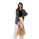Suéter de mujer con mangas largas y escote en V Top elegante de un solo color de algodón y poliéster Suéter cómodo y versátil 12