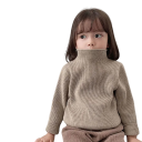 Suéter de niña de punto con cuello alto de manga larga en color sólido Suéter cálido para bebés Viscosa Algodón Varios colores Suéter infantil de otoño e invierno 6