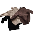 Suéter de punto de cuello alto para niños Top de otoño e invierno de un solo color para niños y niñas Suéter básico suave de algodón y poliéster Diferentes colores 13