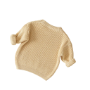 Suéter de punto para bebé Otoño e invierno top suelto de manga larga Suéter de acrílico y algodón de un solo color para niñas y niños 2