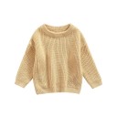 Suéter de punto para bebés de algodón con mangas largas Otoño e invierno top holgado y casual Ropa de un solo color para niñas y niños 17