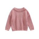 Suéter de punto para bebés de algodón con mangas largas Otoño e invierno top holgado y casual Ropa de un solo color para niñas y niños 17