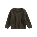 Suéter de punto para bebés de algodón con mangas largas Otoño e invierno top holgado y casual Ropa de un solo color 19