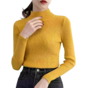 Suéter de punto para mujer con cuello alto de algodón y acrílico Suéter cálido de un solo color con mangas largas Talla universal para otoño e invierno 12