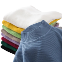 Suéter de punto para mujer con cuello alto de algodón y acrílico Suéter de un solo color con mangas largas Talla universal para otoño e invierno 3