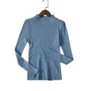 Suéter de punto para mujer de algodón y acrílico con escote en O Suéter elegante de un solo color con mangas largas Talla universal para uso diario 7