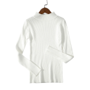 Suéter de punto para mujer de algodón y acrílico con escote en O Suéter elegante de un solo color con mangas largas Talla universal para uso diario 5