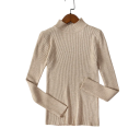 Suéter de punto para mujer de algodón y acrílico con escote en O Suéter elegante de un solo color con mangas largas Talla universal para uso diario 16