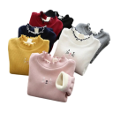 Suéter de punto para niños con cuello vuelto y motivo bordado Suéter cálido de color sólido de algodón, acrílico y poliéster Top elegante para niños y niñas 2