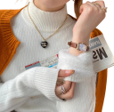 Suéter feminino quente com gola alta e forro de pelúcia Algodão e acrílico Suéter de inverno de uma só cor com mangas longas Tamanho universal 6