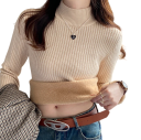 Suéter feminino quente com gola alta e forro de pelúcia Algodão e acrílico Suéter de inverno de uma só cor com mangas longas Tamanho universal 8