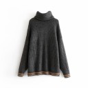 Suéter holgado de cuello alto para mujer 4