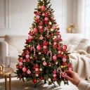 Sugar Christmas Ornaments Sweets 6 pcs With Gold Cap and Loop Height 9 cm Glossy Surface with Spiral Red-White Colour For Christmas Tree 2