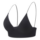Sujetador bralette triangular para mujer con escote en V profundo, tirantes delgados, espalda baja y amplio borde inferior 9